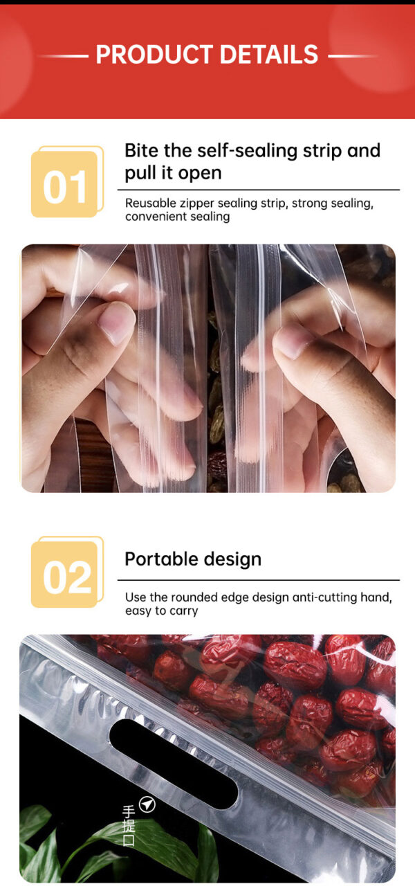 10PCS portable transparent octagonal sealed packaging bag, zero food self sealing, self standing bag, nut non degradable plastic sealing bag - Image 11