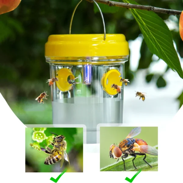 Solar Wasp Trap Waterproof Outdoor Hanging Trap Safe Non-Toxic Bee Hornet Traps Reusable Garden Fruit Fly Catcher - Image 2