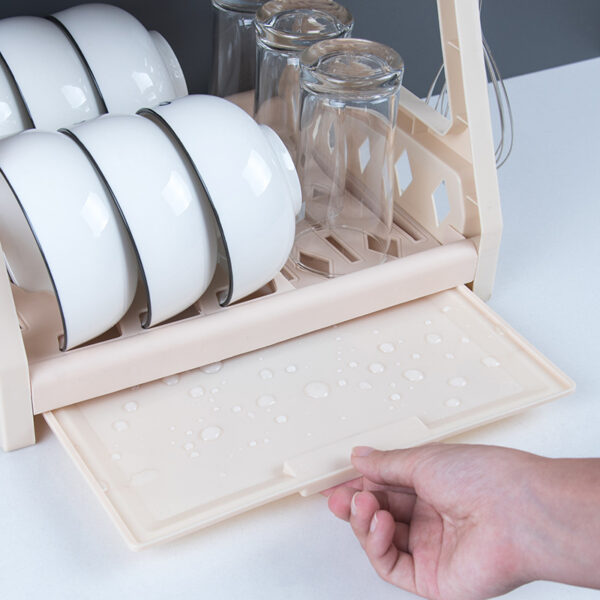 Dish Rack Kitchen Storage Table Chopsticks Rack Multi-Functional Drain Rack Household Double-Layer Rack - Image 7