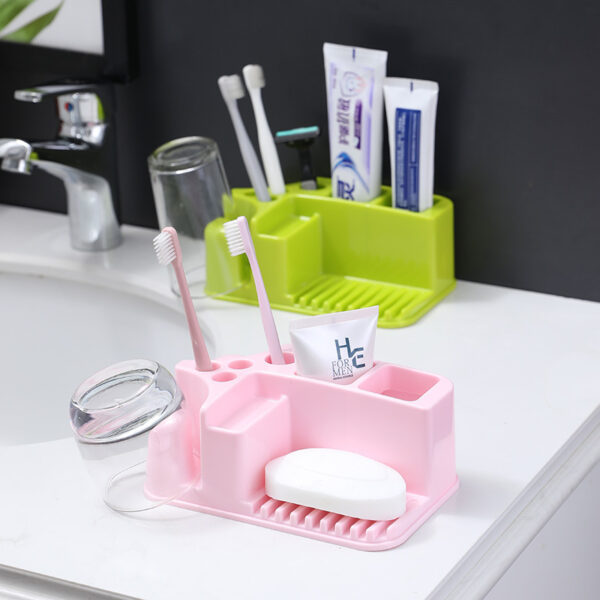 Toilet Toothbrush Rack Free Punch Brushing Cup Mouthwash Cup Holder Toothbrush Toothpaste Rack Toothware Storage Rack - Image 2