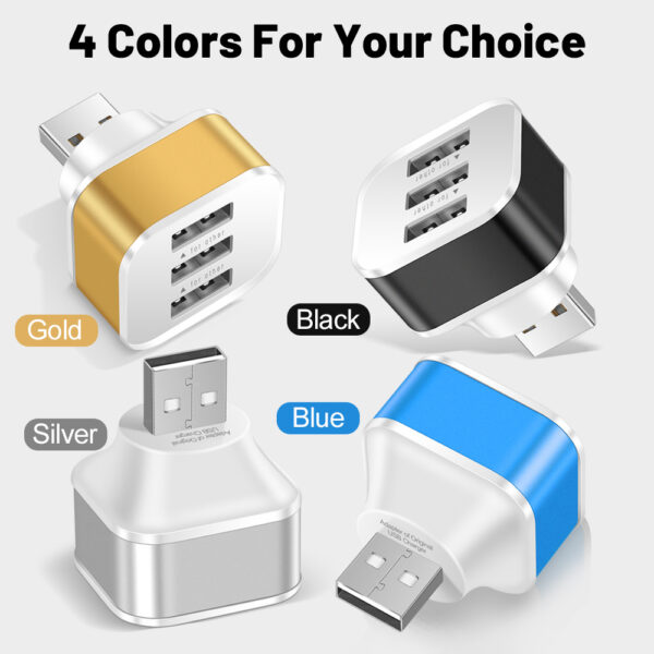 Luminous 3 USB mobile phone charging head with 1/3 expansion port, multi port USB mobile phone charger