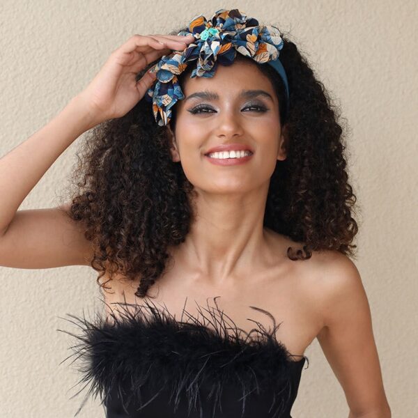 Fashionable leaf pattern fabric oversized flower headband - Image 11