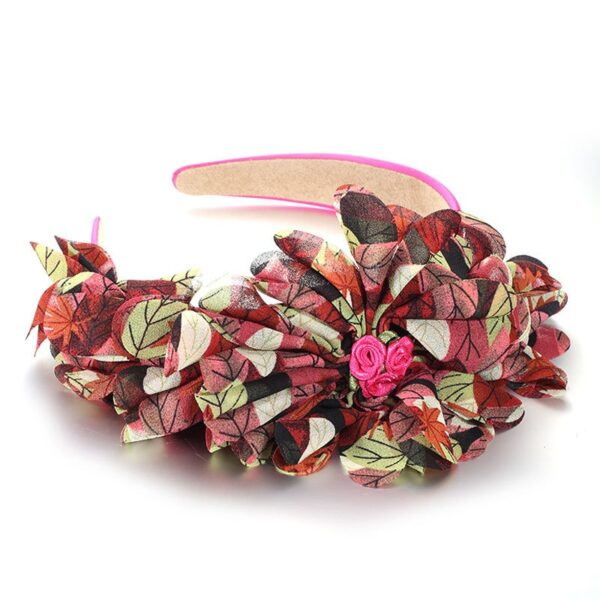 Fashionable leaf pattern fabric oversized flower headband - Image 6