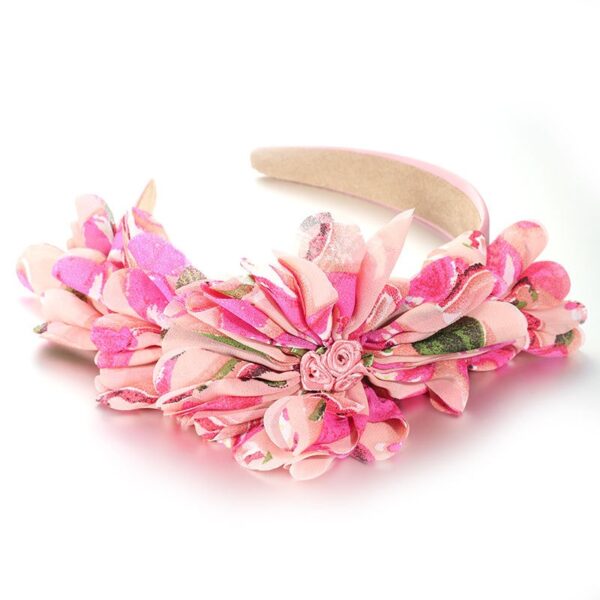 Fashionable leaf pattern fabric oversized flower headband - Image 3