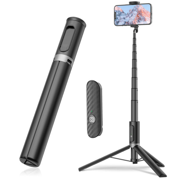 New 150cm Long Selfie Stick Tripod Carbon Fiber Plastic Detachable Remote Control AB202 Max Phone Compatibility Rotatable - Image 8