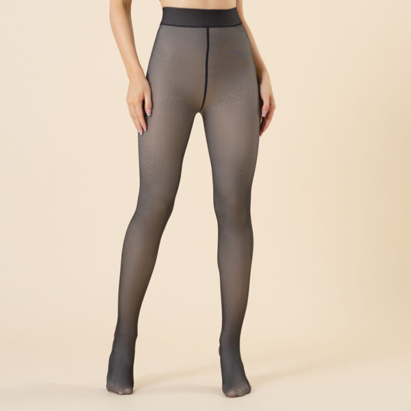 Wearing fake flesh through oversized single crotch leggings for warmth, women's bare legs with plush and thick translucent pantyhose - Image 5