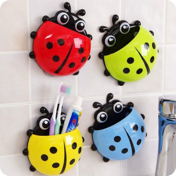 Cute Ladybug Insect Toothbrush Wall Suction Bathroom Sets Cartoon Sucker Toothbrush Holder / Suction Hooks Bathroom Racks - Image 4