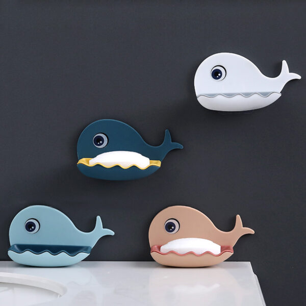 Whale Shape Free Punch Soap Rack Bathroom Drain Soap Box Toilet Soap Rack Wall-Mounted Rack