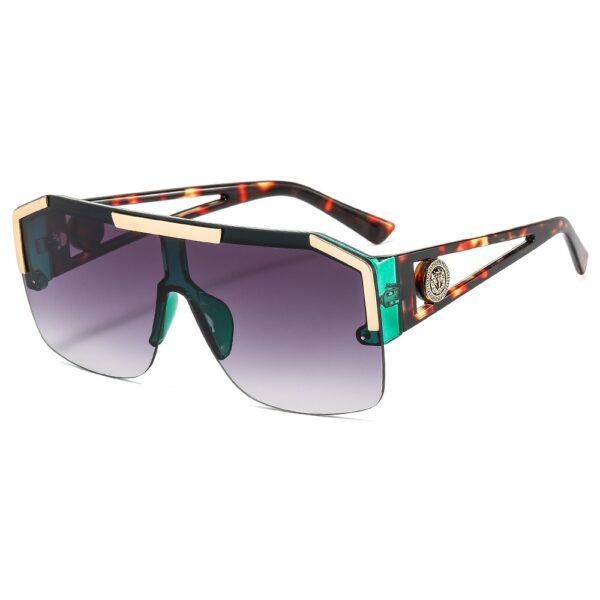 Oversized Square Sunglasses Men Women Vintage Metal Big Frame Semi-Rimless One Lens Sun Glasses UV400 - Image 15