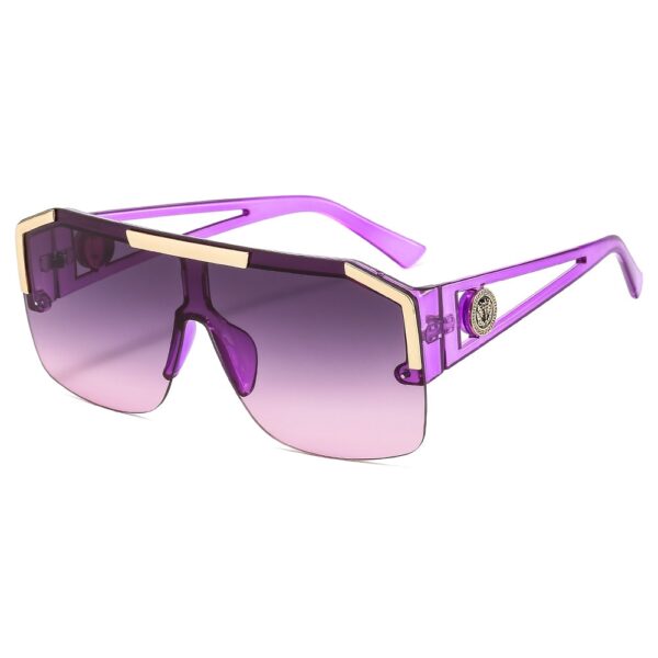 Oversized Square Sunglasses Men Women Vintage Metal Big Frame Semi-Rimless One Lens Sun Glasses UV400 - Image 16