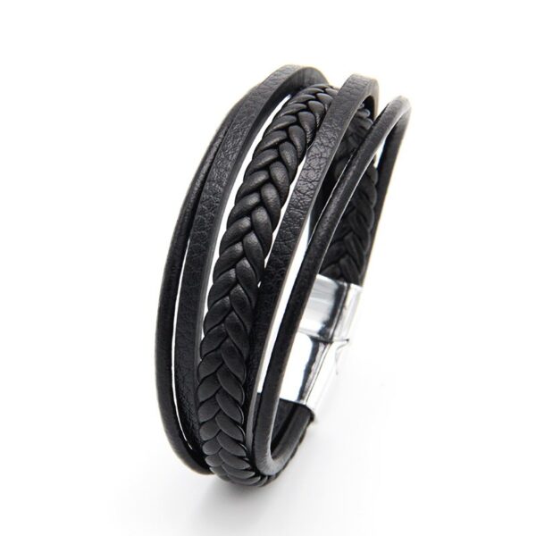 Multi layer handmade woven bracelet for men, European and American jewelry, leather rope magnetic suction vintage bracelet - Image 14