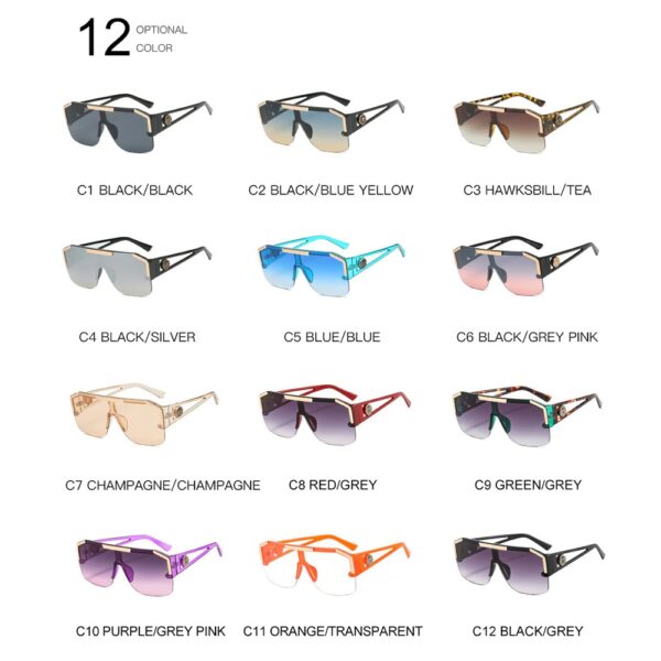 Oversized Square Sunglasses Men Women Vintage Metal Big Frame Semi-Rimless One Lens Sun Glasses UV400 - Image 4