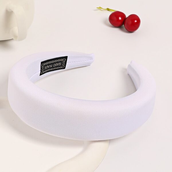 New hairband sponge thickened and widened headband high skull top hair clip mesh red wide edge pressed hair headwear for women - Image 2