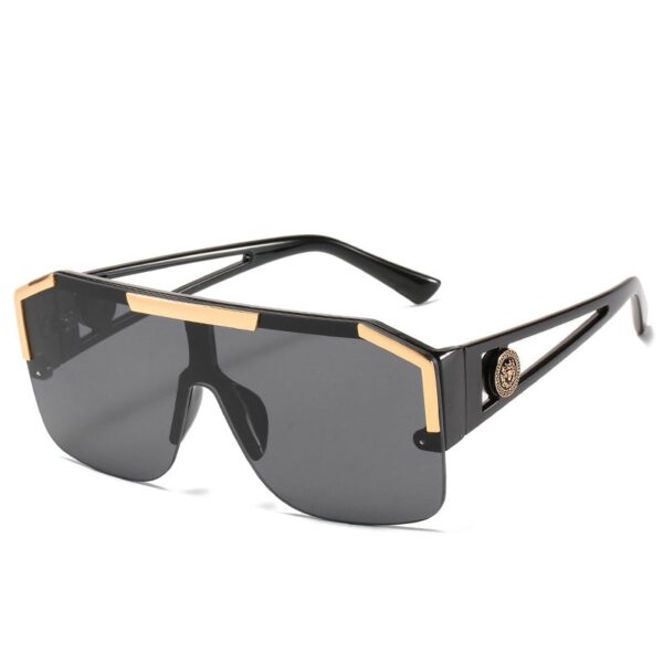Oversized Square Sunglasses Men Women Vintage Metal Big Frame Semi-Rimless One Lens Sun Glasses UV400 - Image 8