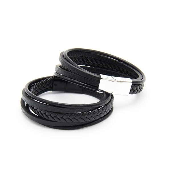 Multi layer handmade woven bracelet for men, European and American jewelry, leather rope magnetic suction vintage bracelet - Image 15