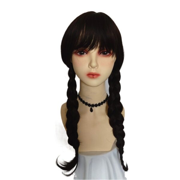 Addams Family Animated Wig Black Double Ponytail Braid Wig - Image 2