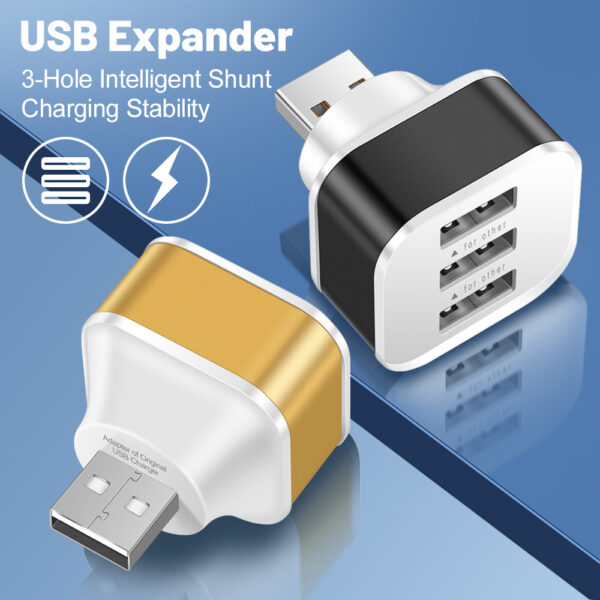 Luminous 3 USB mobile phone charging head with 1/3 expansion port, multi port USB mobile phone charger - Image 3
