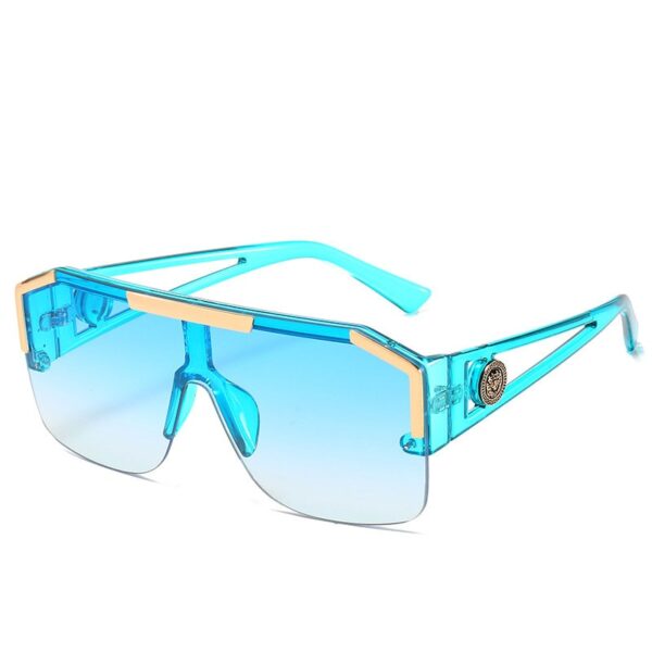 Oversized Square Sunglasses Men Women Vintage Metal Big Frame Semi-Rimless One Lens Sun Glasses UV400 - Image 12