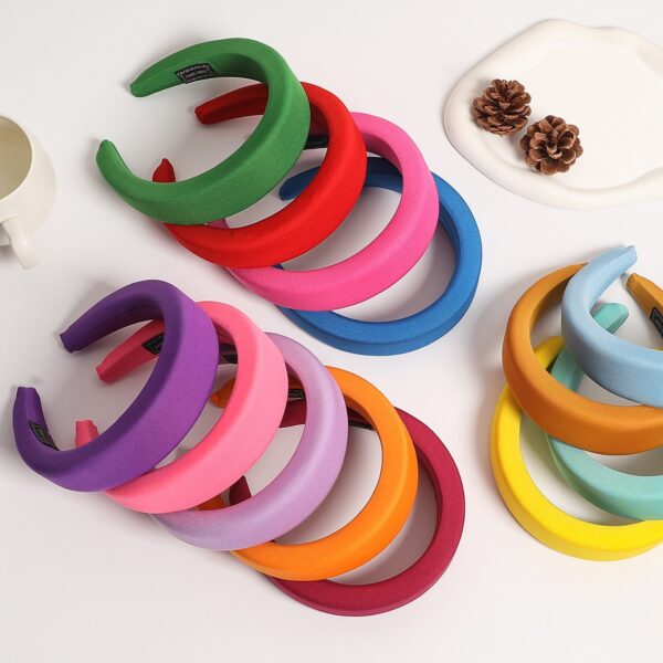 New hairband sponge thickened and widened headband high skull top hair clip mesh red wide edge pressed hair headwear for women - Image 27