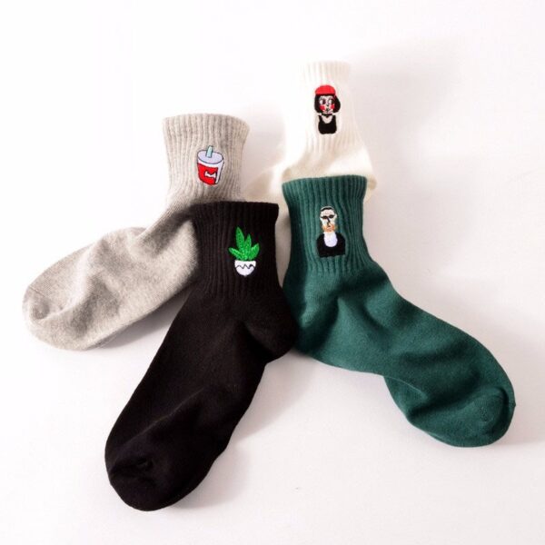 Women Size New Cotton Short Socks Killer Cupid Moustache Milk Cola Leon Clover Love Smile Face Mathilda Rose Tongue - Image 4