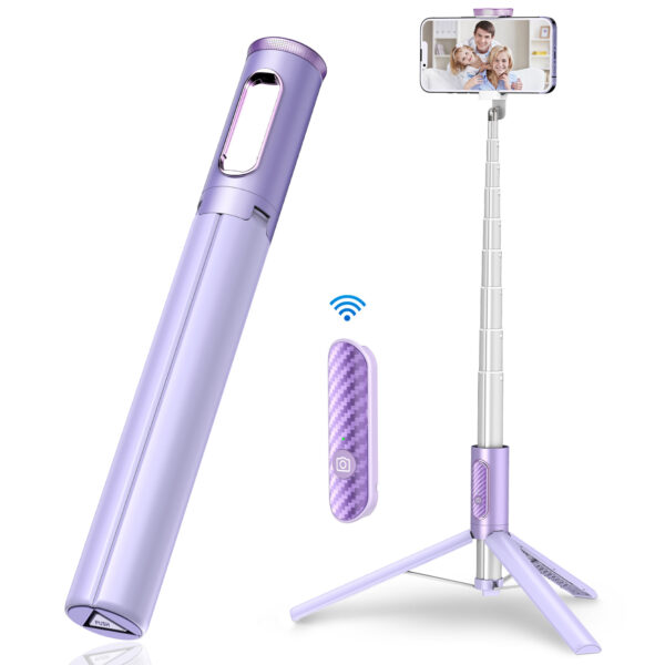 New 150cm Long Selfie Stick Tripod Carbon Fiber Plastic Detachable Remote Control AB202 Max Phone Compatibility Rotatable - Image 6