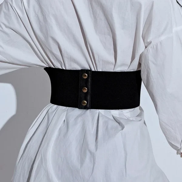 Black Leather Corset Women Wide Belt Female Slimming Body Waistband Sexy Bustier Elastic Cummerbund Ladies Girdles Strap Pu Belt - Image 2