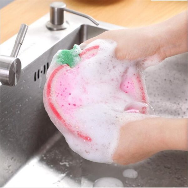 Thickened fruit sponge cleaning wipe large absorbent kitchen dishwashing scouring pad styling pot brush - Image 2