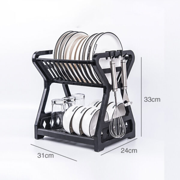 Dish Rack Kitchen Storage Table Chopsticks Rack Multi-Functional Drain Rack Household Double-Layer Rack - Image 10