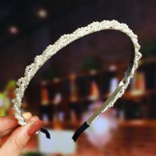Bride's Hair Accessories Women's Handwoven Knotty Pearl Headband Japanese Korean Headdress Bow Hair Clip Crown Headband - Image 7