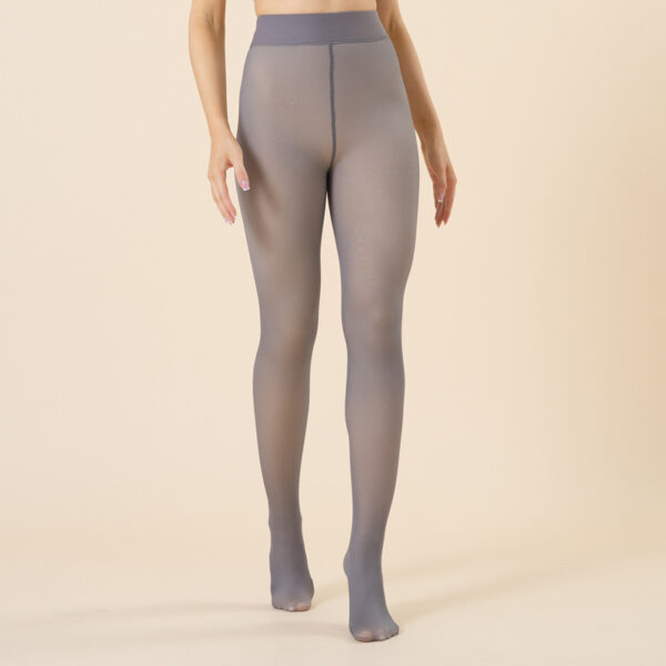 Wearing fake flesh through oversized single crotch leggings for warmth, women's bare legs with plush and thick translucent pantyhose - Image 7