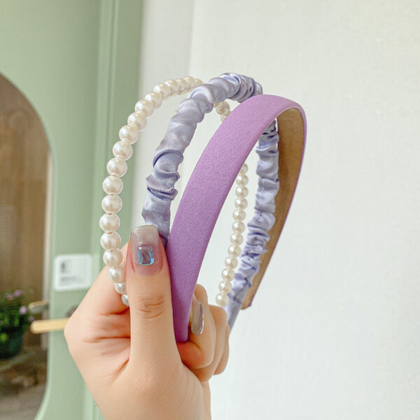 Hair Hoop Accessories Female Spring And Summer Light Blue Hoop French Style High Skull Top Wide Sponge Hoop Small Fresh Versatile Clip Pressure Head Hoop - Image 14
