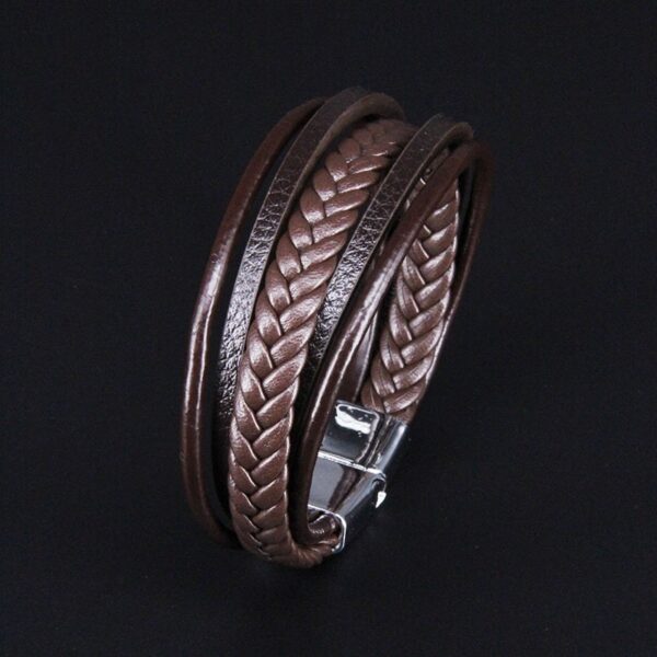 Multi layer handmade woven bracelet for men, European and American jewelry, leather rope magnetic suction vintage bracelet - Image 6