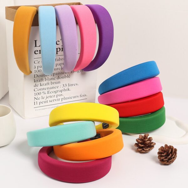 New hairband sponge thickened and widened headband high skull top hair clip mesh red wide edge pressed hair headwear for women - Image 26