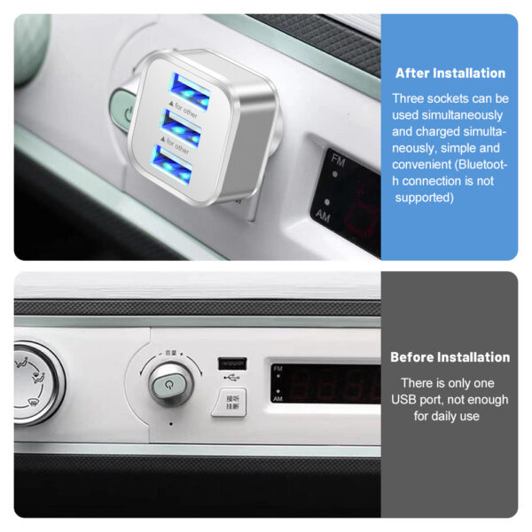 Luminous 3 USB mobile phone charging head with 1/3 expansion port, multi port USB mobile phone charger - Image 2