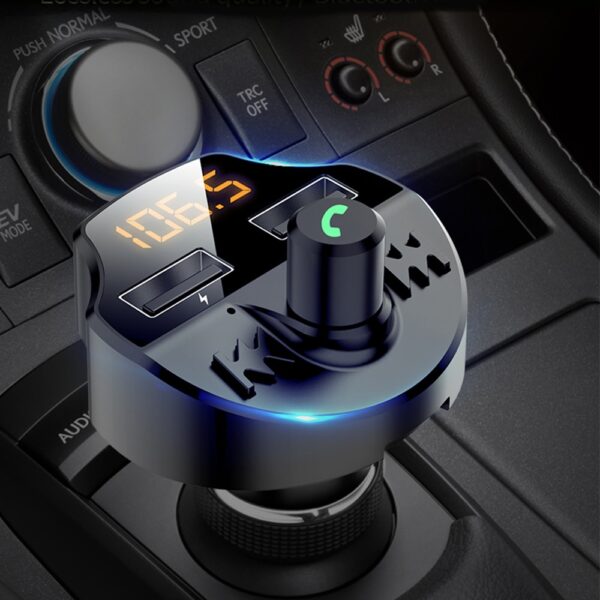 Car Fm Transmitter Bluetooth 5.0 Car Mp3 Player Modulator Adapter Battery Voltage TF Card Hands-free Dual USB Smart Chip T66 - Image 5