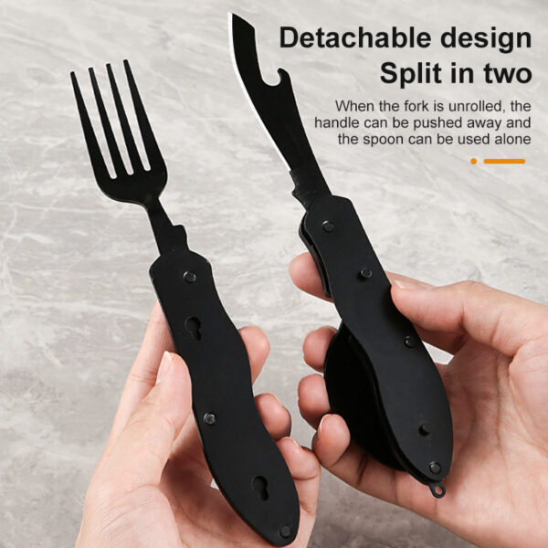 Multifunctional camping tableware stainless steel knife fork spoon, outdoor portable survival eating tools - Image 3