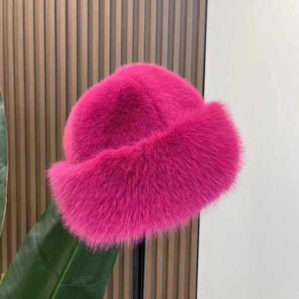 New Mongolian hat with thickened insulation, faux fur fashion basin hat, faux mink fur women's fisherman hat - Image 15