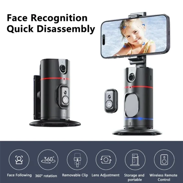 360 Auto Face Tracking Gimbal Auto Tracking Phone Holder Smart Selfie Gimbal Stabilizer with Gesture Control - Image 2