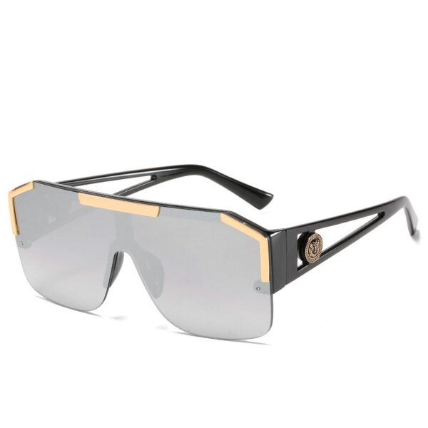Oversized Square Sunglasses Men Women Vintage Metal Big Frame Semi-Rimless One Lens Sun Glasses UV400 - Image 14