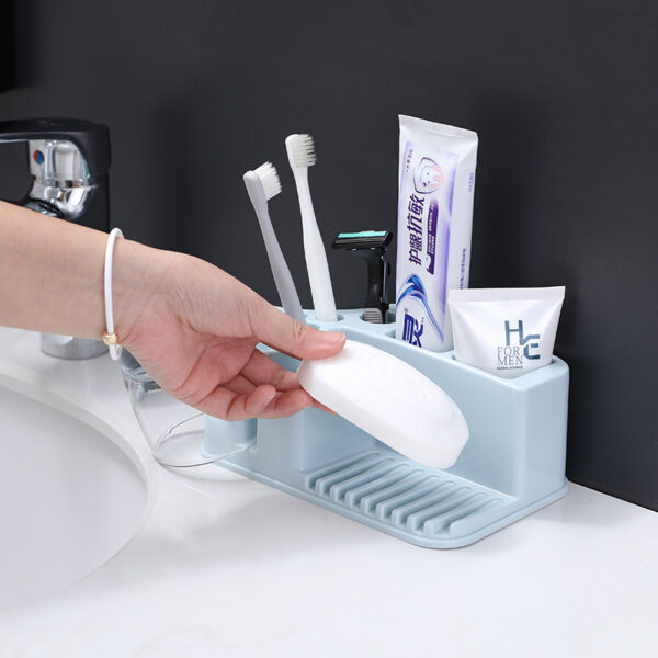Toilet Toothbrush Rack Free Punch Brushing Cup Mouthwash Cup Holder Toothbrush Toothpaste Rack Toothware Storage Rack - Image 4
