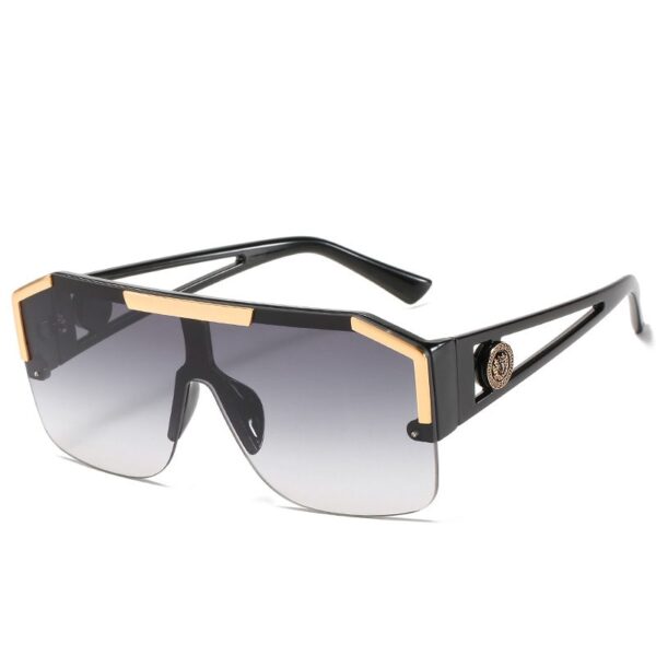 Oversized Square Sunglasses Men Women Vintage Metal Big Frame Semi-Rimless One Lens Sun Glasses UV400 - Image 9