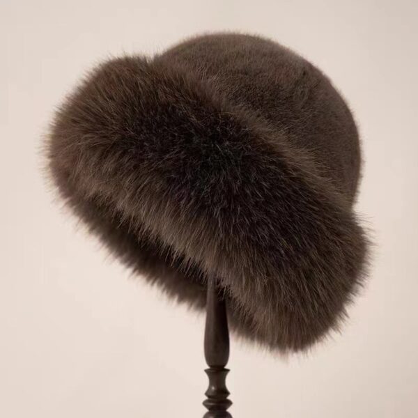 New Mongolian hat with thickened insulation, faux fur fashion basin hat, faux mink fur women's fisherman hat - Image 8