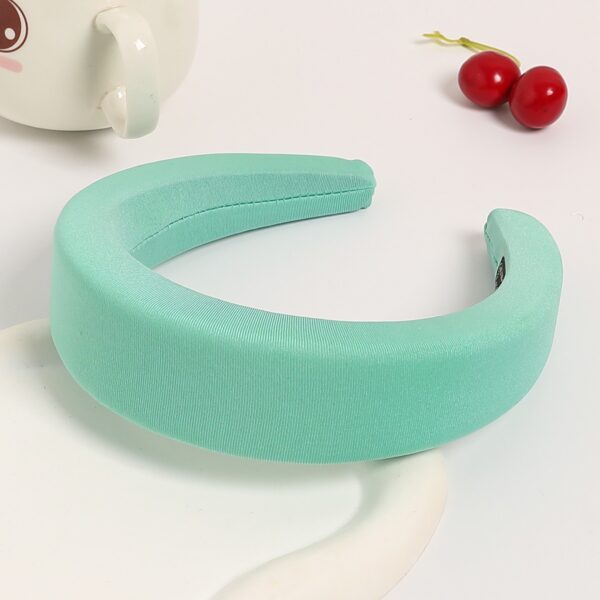 New hairband sponge thickened and widened headband high skull top hair clip mesh red wide edge pressed hair headwear for women - Image 9