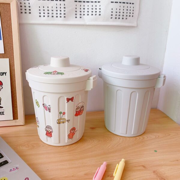 Ins Style Desktop Small Trash Can Barrel Bedroom Creative Girl Heart Home Cute With Cover Net Red Mini Storage Box