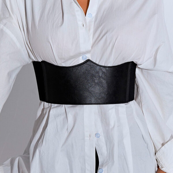 Black Leather Corset Women Wide Belt Female Slimming Body Waistband Sexy Bustier Elastic Cummerbund Ladies Girdles Strap Pu Belt - Image 4