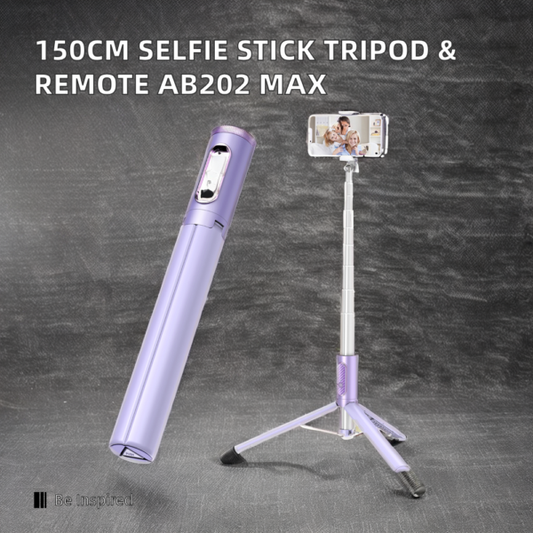 New 150cm Long Selfie Stick Tripod Carbon Fiber Plastic Detachable Remote Control AB202 Max Phone Compatibility Rotatable - Image 2