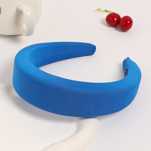 New hairband sponge thickened and widened headband high skull top hair clip mesh red wide edge pressed hair headwear for women - Image 3