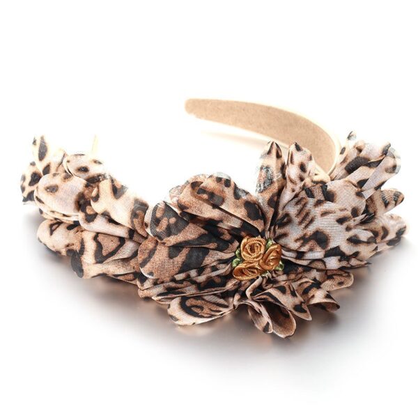 Fashionable leaf pattern fabric oversized flower headband - Image 7