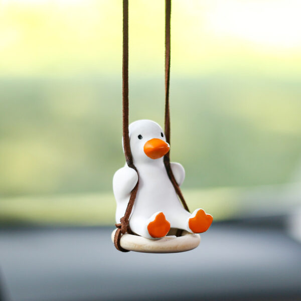 Cute Duck Car Pendant Swinging Autumn Car Rearview Mirror Pendant Pendant Pendant Car Interior Accessories Female Perfume Handmade Duck - Image 3