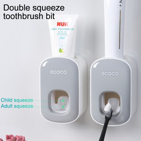 Automatic Toothpaste Dispenser Squeezers Toothpaste Tooth Dust-proof Toothbrush Holder Wall Mount Stand Bathroom Accessories Set - Image 3